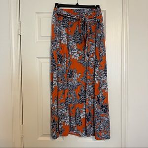 CABI- Floral orange midi skirt